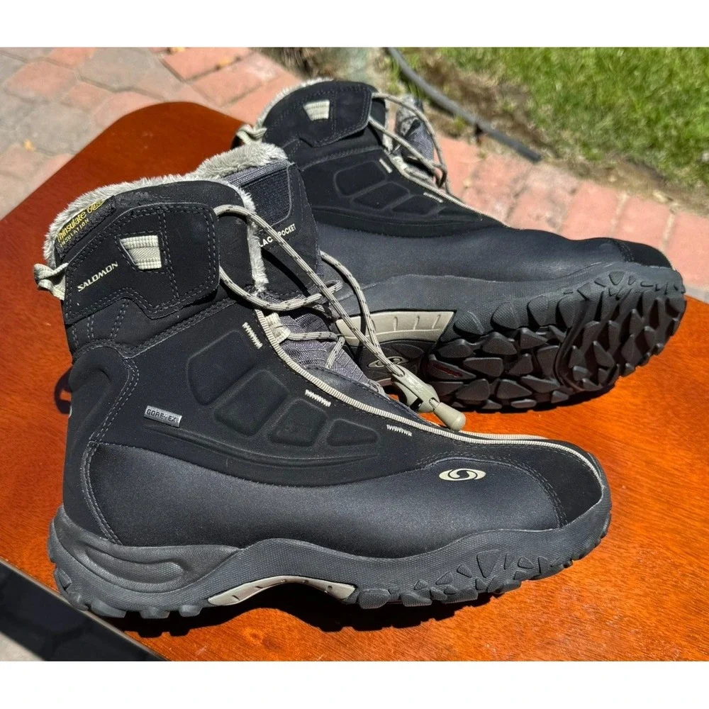 Salomon Deemax Gore-Tex Winter Boots Womens 9 Black Thinsulate Waterproof 320731